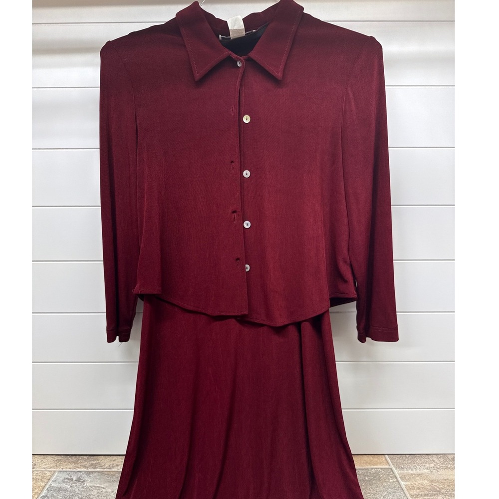 Ronni Nicole Petite Burgundy 2 Piece Maxi Dress and Button Jacket Set Size 12P